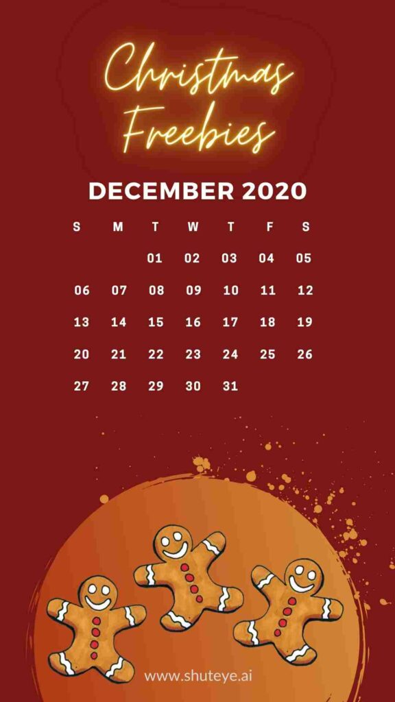 ShutEye Free Printable December Calendar