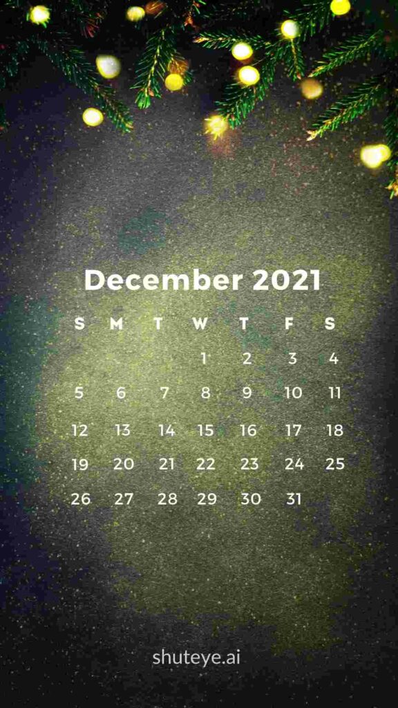 ShutEye Free Printable December Calendars 2021