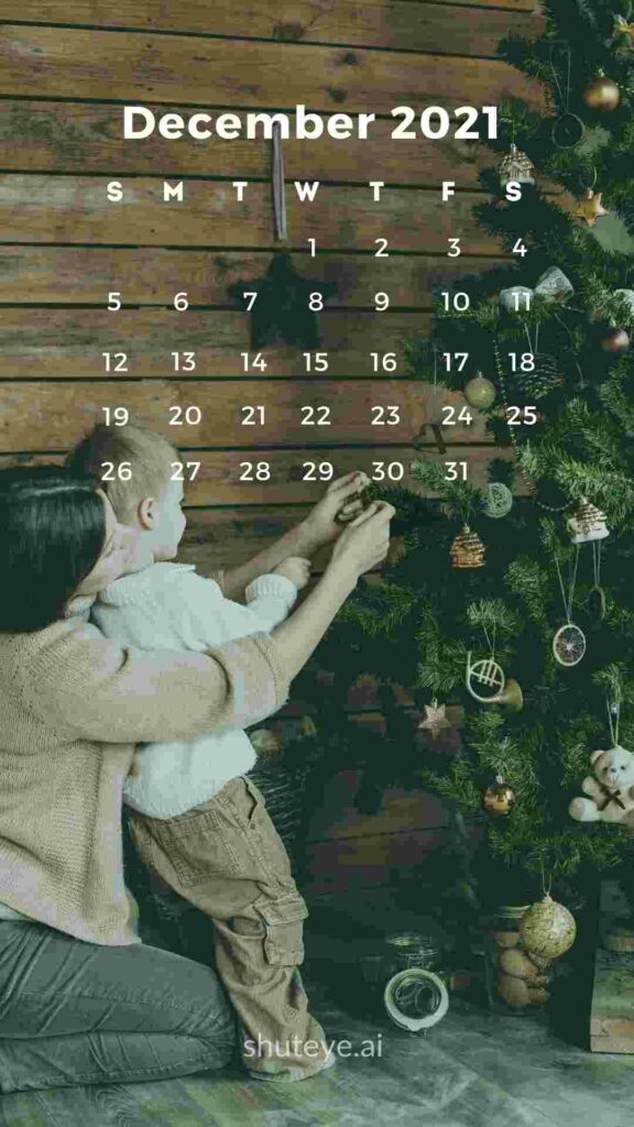 ShutEye Free Printable December Calendars 2021