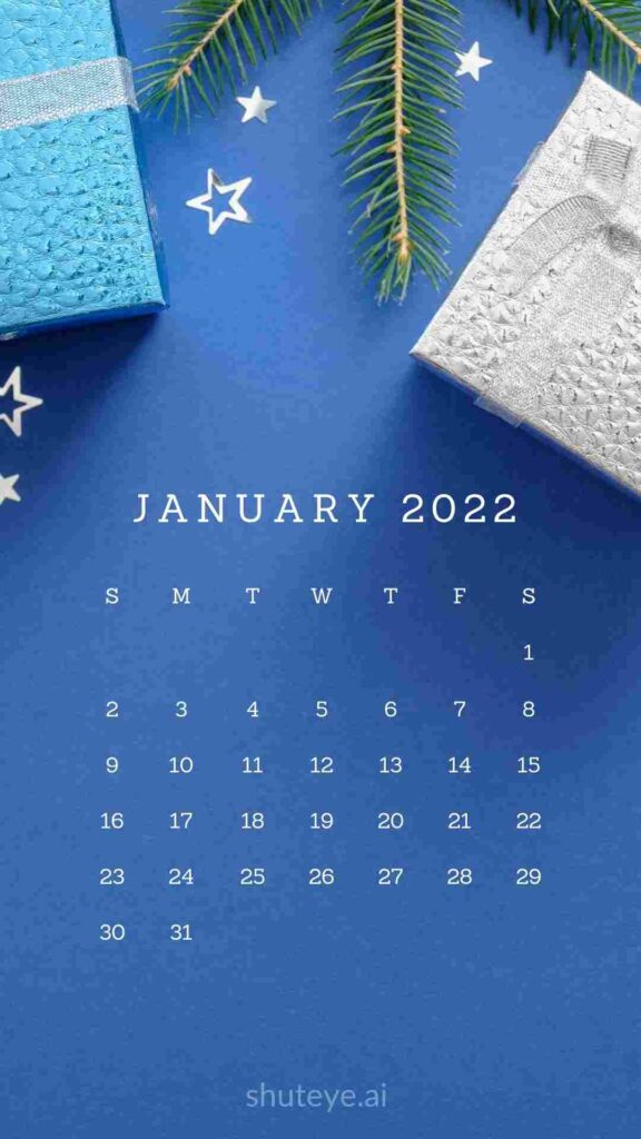 ShutEye Free Printable January Calendar 2022