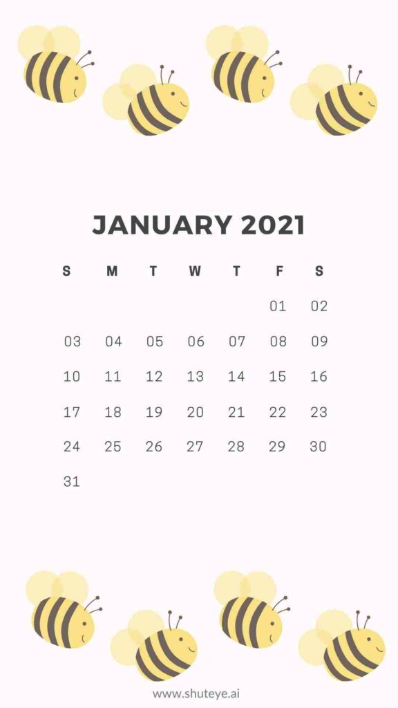 ShutEye Free Printable January Calendar