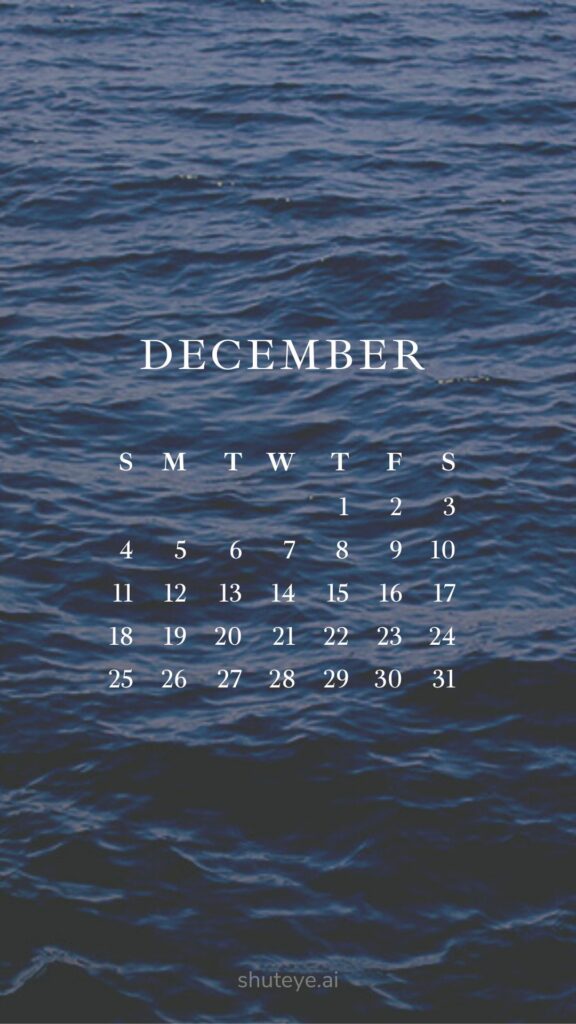 ShutEye Printable December Calendar 2022