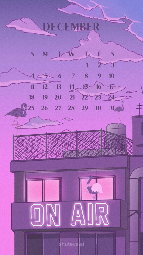 ShutEye Printable December Calendar 2022