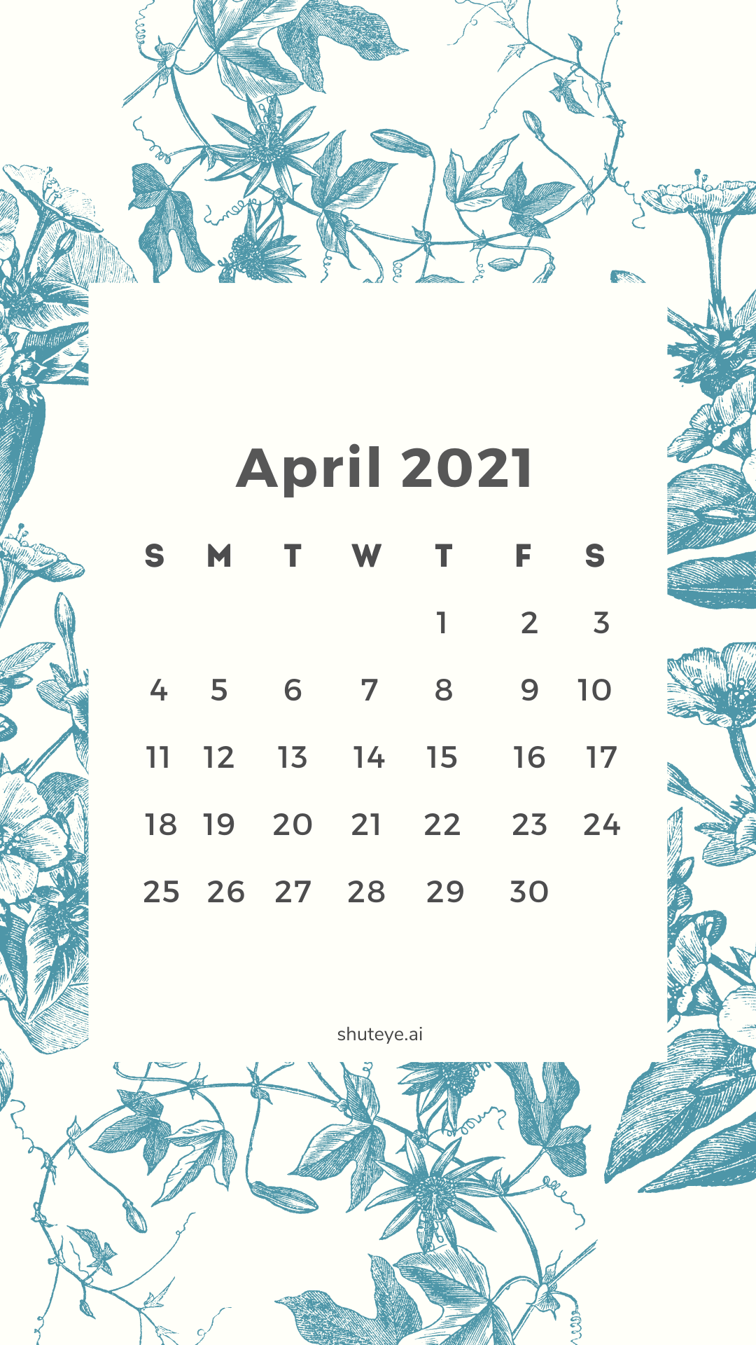 April Calendar 2021 | Free Printable Calendars - ShutEye
