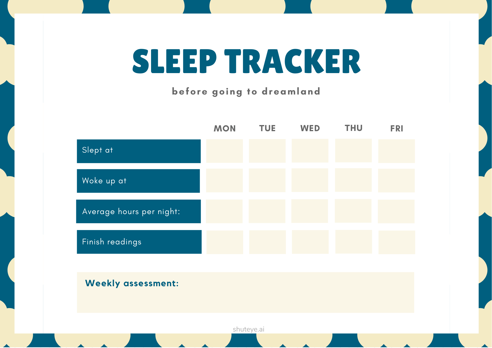 Free Printable Sleep Tracker Track Your Sleep Every Day ShutEye