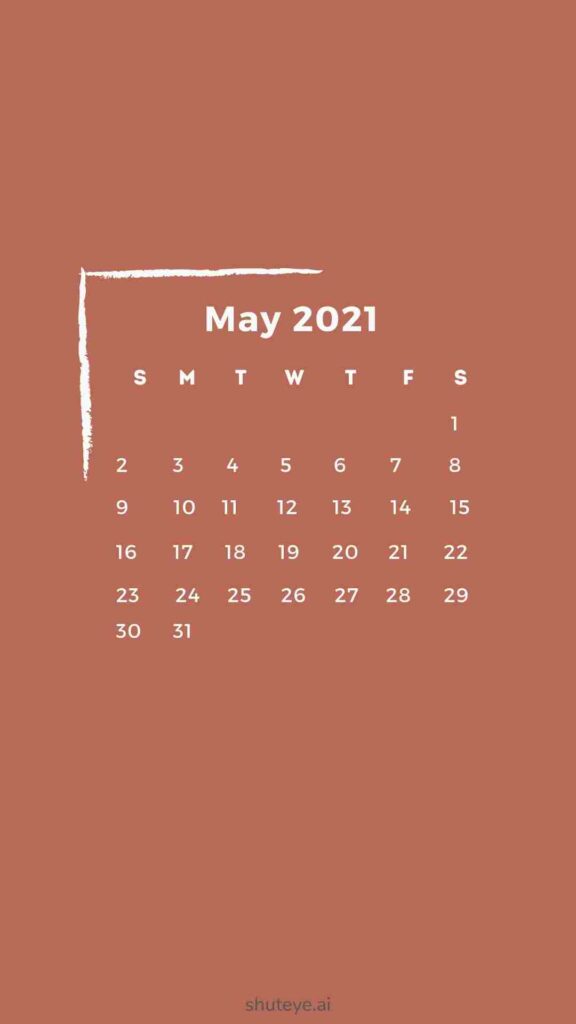 ShutEye Free Printable May Calendar1