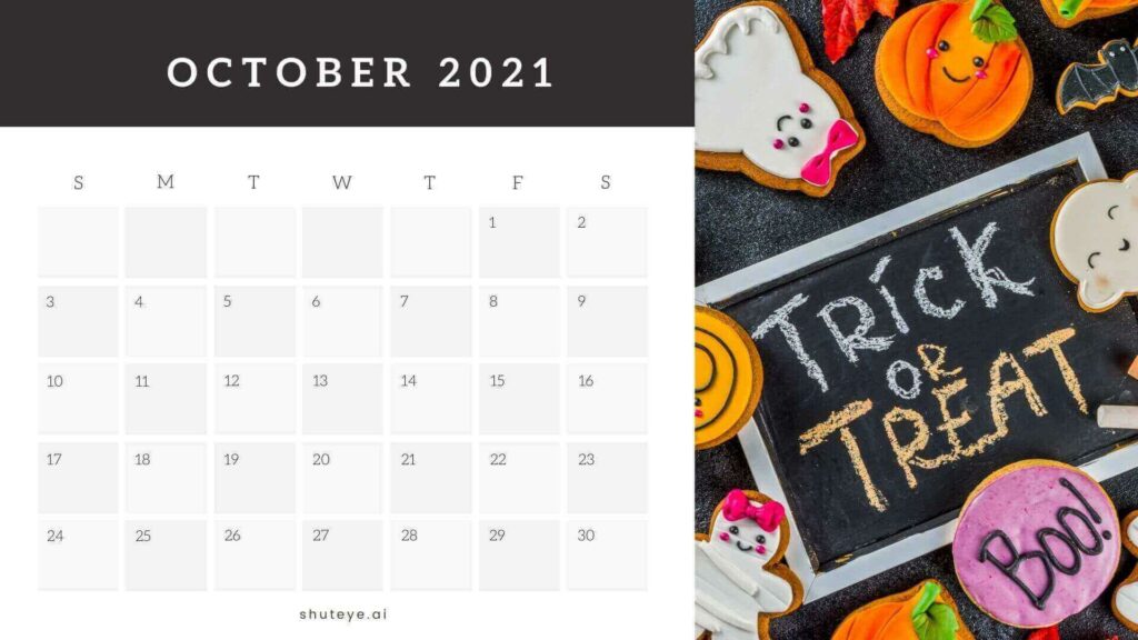 October Calendar Halloween Calendars for 2021 