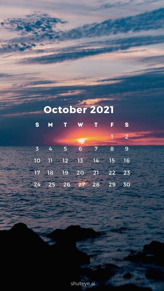 ShutEye October Calendars 2021 phone wallpapers