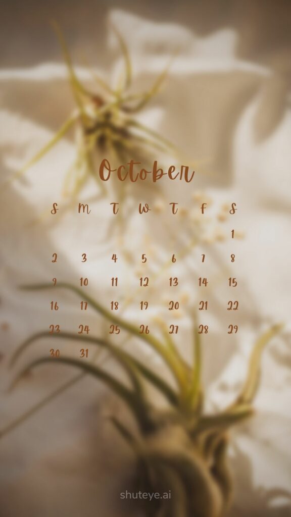 ShutEye Printable October Calendar 2022