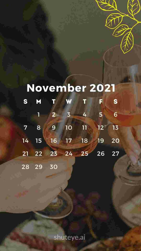 ShutEye Printable November Calendar 2021