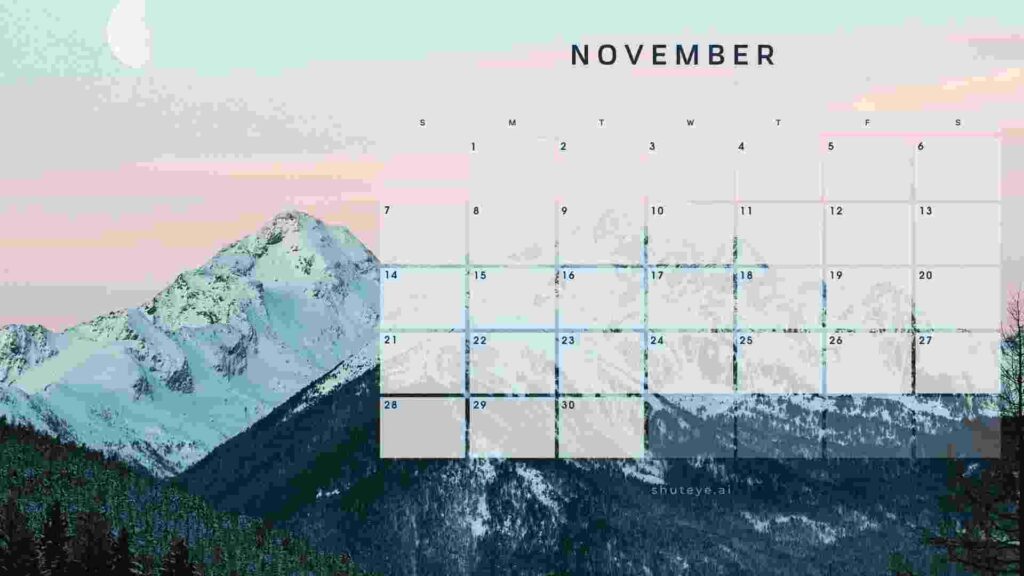 ShutEye Printable November Calendar Calendar Wallpapers