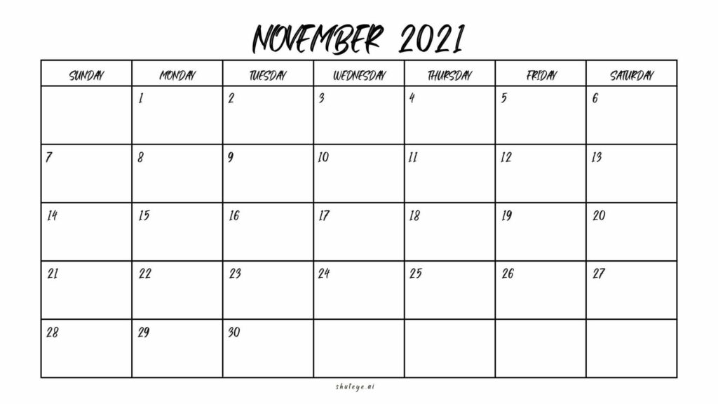 ShutEye printer-friendly calendars