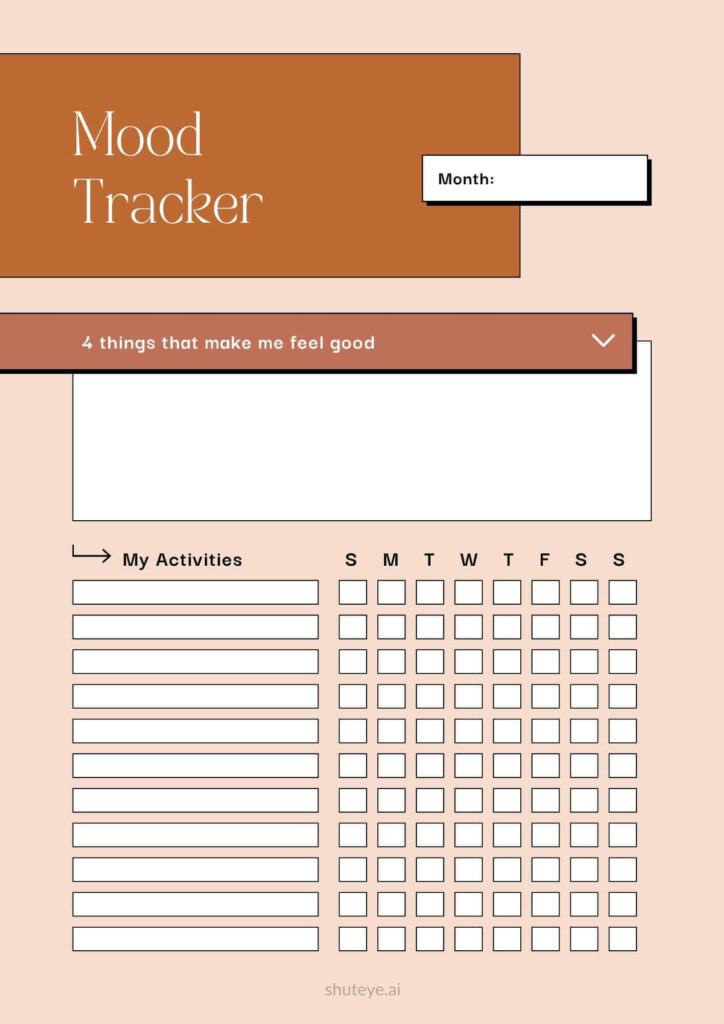 ShutEye Free Printable Mood Tracker Bullet Journal Templates and Ideas