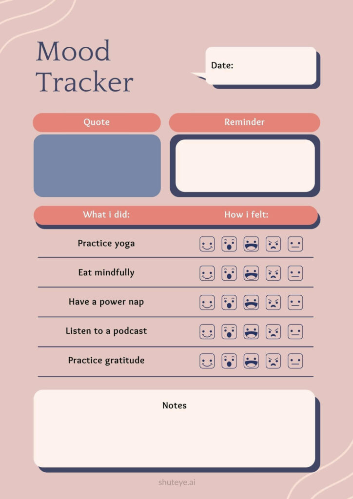 ShutEye Free Printable Mood Tracker Bullet Journal Templates and Ideas