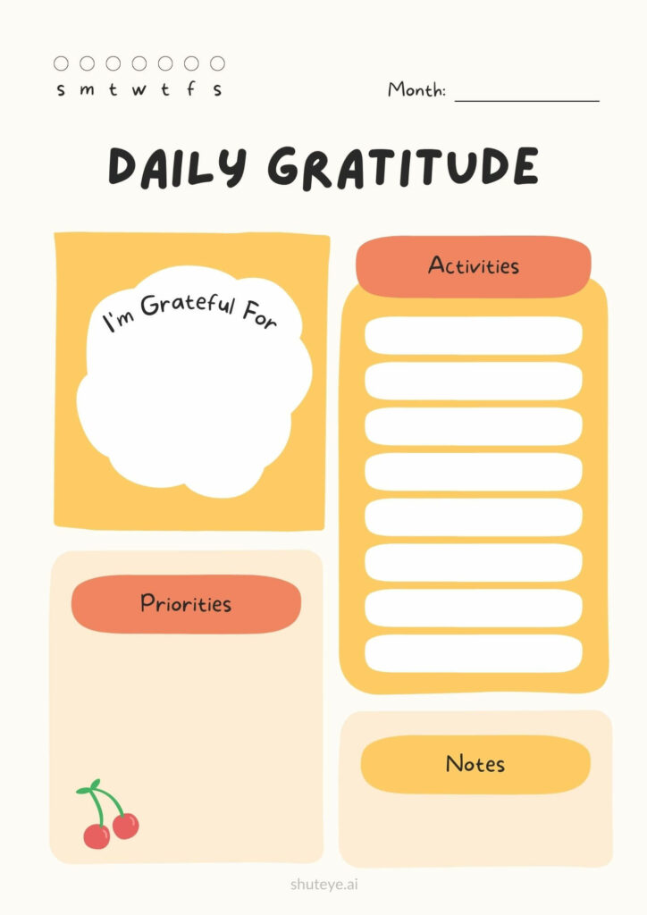 ShutEye Free printable gratitude journal
