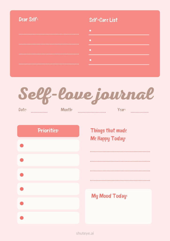 ShutEye Printable Self Love Journal Pages