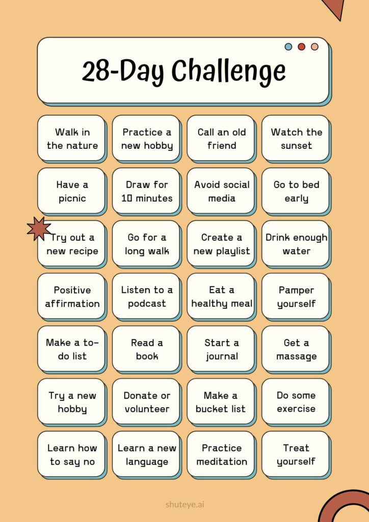 ShutEye 30-Day Self-Care Challenge Printables & Ideas