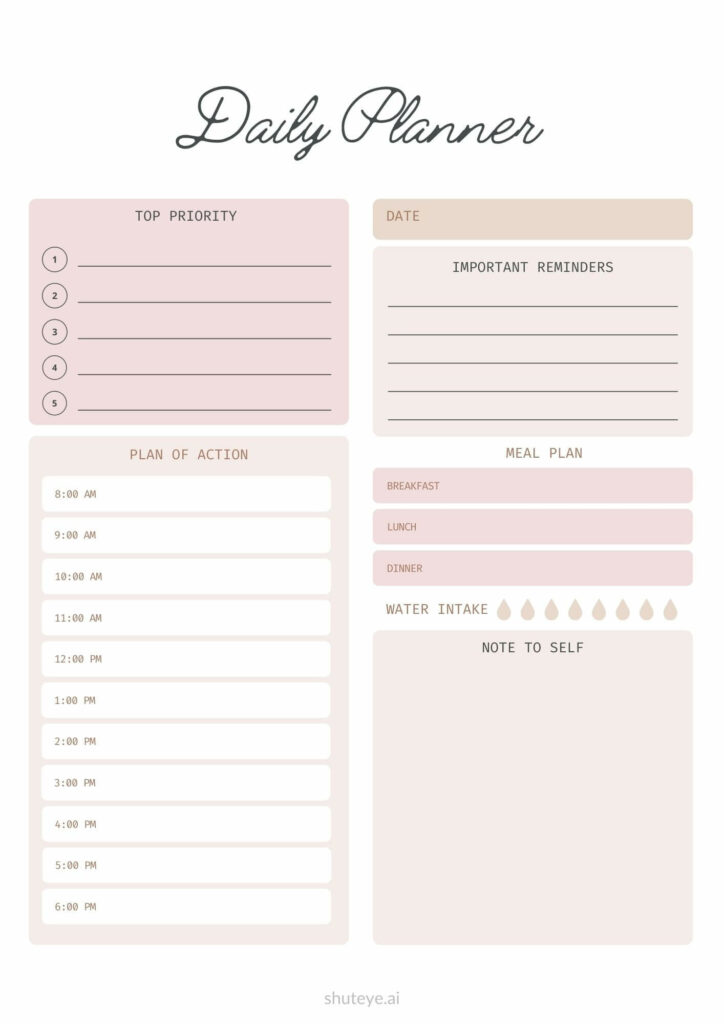 One Day Planner Printable Advancefiber in