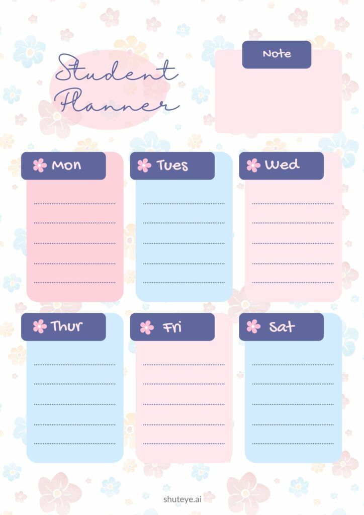 A student planner is a time-management tool that helps students organize all the things they need to do throughout the week