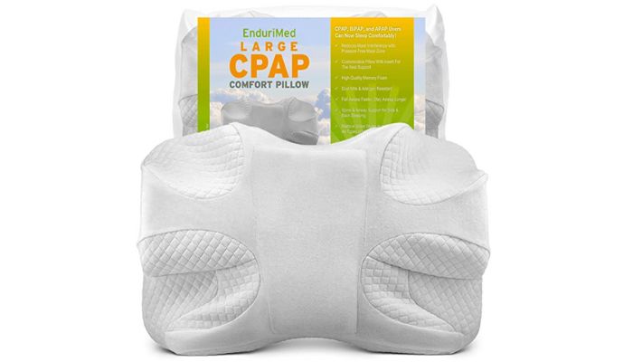 This pillow has perfect contours that comfort people while sleeping and wearing CPAP masks.